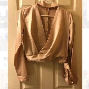LF satin long-sleeve tie-up